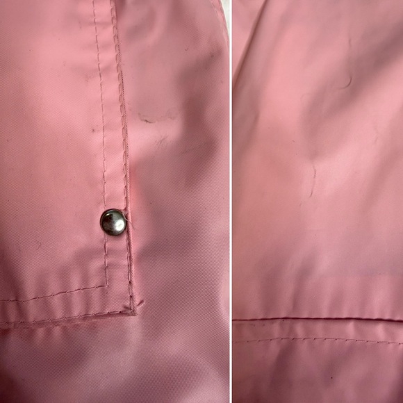 Vtg 90s Misty Harbor Pink PVC Rain Slicker Plaid Lined Hooded M Coastal Preppy - Picture 9 of 14